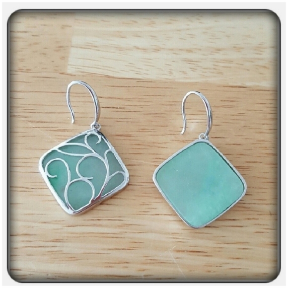 NWOT Genuine Jade & Sterling Silver Earrings - Picture 3 of 8